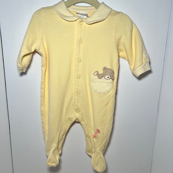 Vintage Carters Peak A Boo Bear Footed Sleeper Yellow Collar Gingham - Picture 1 of 6